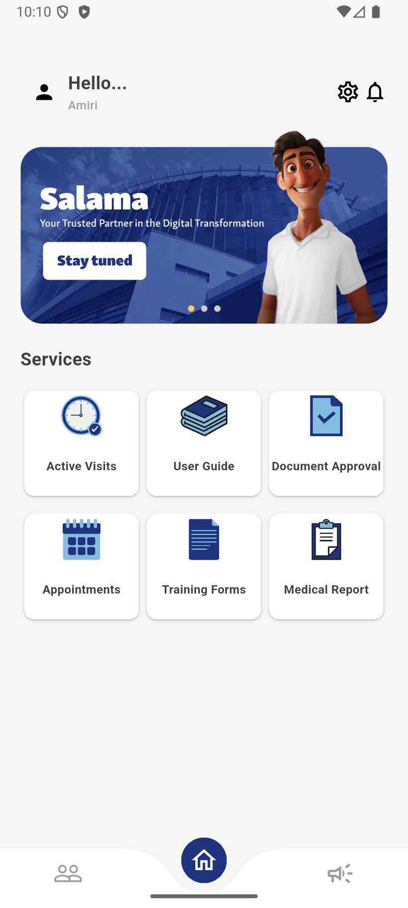 Amiri Staff App — staff home