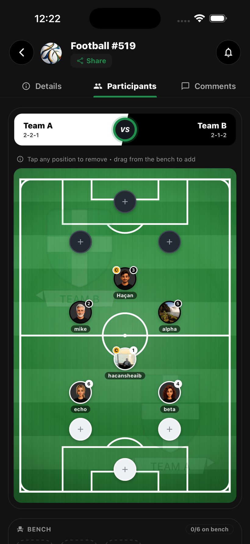 Fazea — interactive team formation and lineup