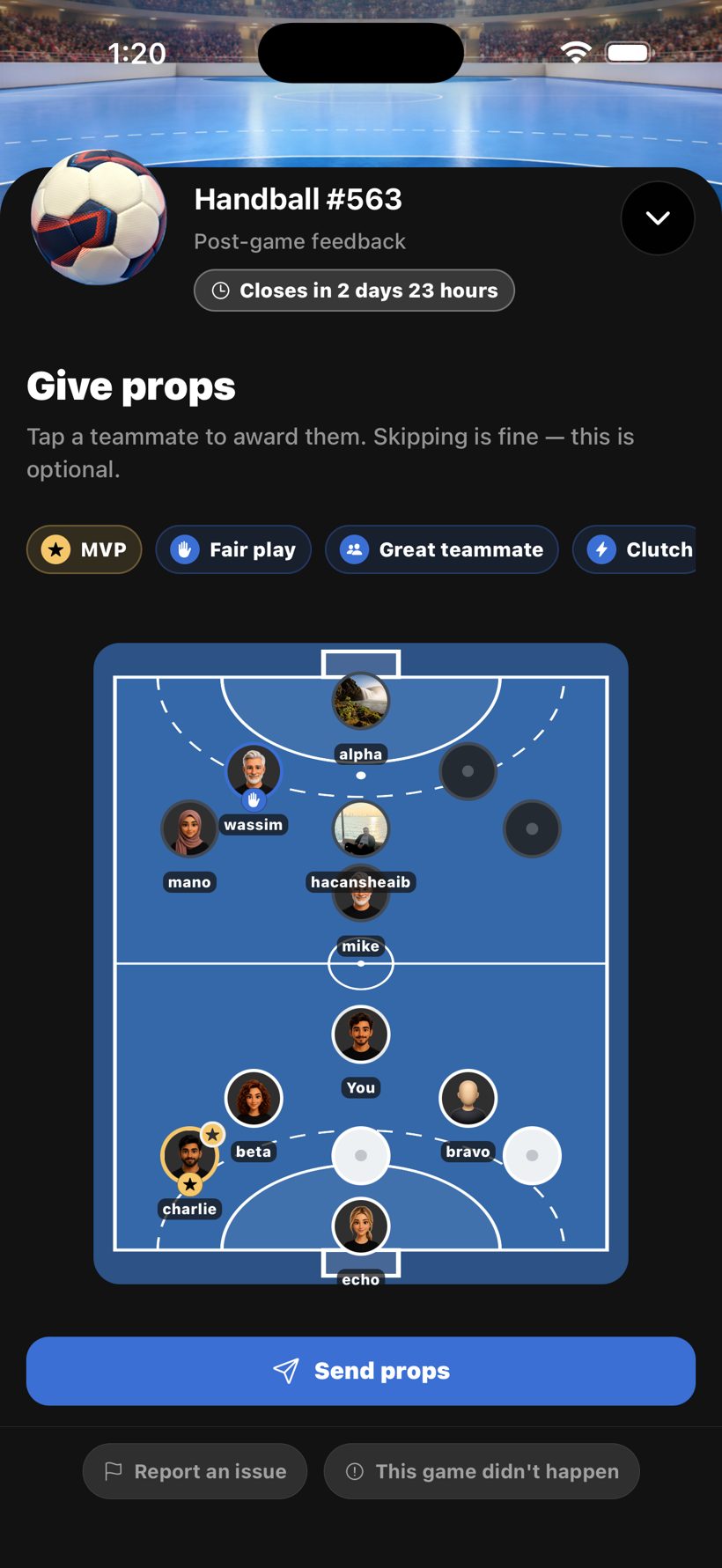 Fazea — post-game props and MVP voting